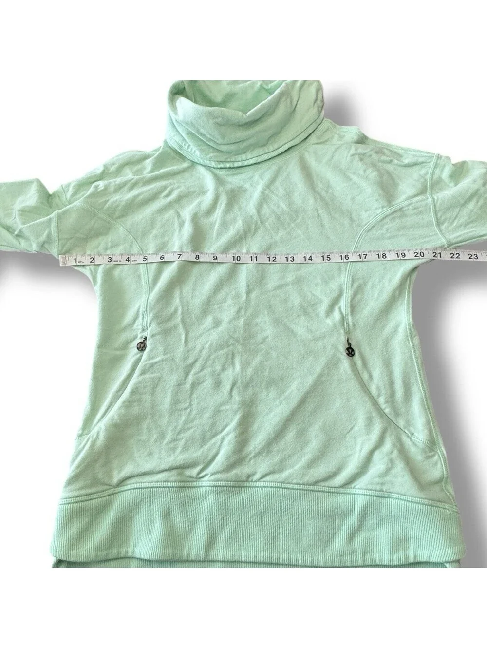 Lululemon Sweater Cowl Neck Pullover Long Sleeve Zipper Pockets Green Women Sz 6